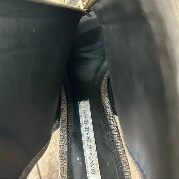 Diane Von Furstenberg Metallic Snakeskin Leather Upper Zipper Sandal Boots - Picture 13 of 16